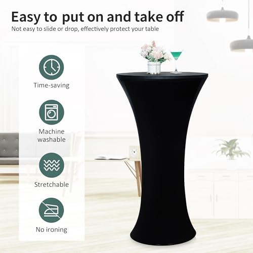 4PCS 36x43 Inch Fitted Cocktail Tablecloth, Cocktail Table Cover in 36x43 Inch, alternate view 5
