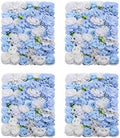 4pcs 3D Artificial Flower Wall Panels - Blue White Backdrop 24 x 16 Inch - Realistic Fake Flower Background