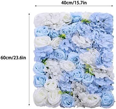 4pcs 3D Artificial Flower Wall Panels - Blue White Backdrop 24 x 16 Inch - Realistic Fake Flower Background, alternate view 2