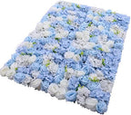4pcs 3D Artificial Flower Wall Panels - Blue White Backdrop 24 x 16 Inch - Realistic Fake Flower Background, alternate view 3