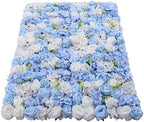 4pcs 3D Artificial Flower Wall Panels - Blue White Backdrop 24 x 16 Inch - Realistic Fake Flower Background, alternate view 4