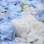 4pcs 3D Artificial Flower Wall Panels - Blue White Backdrop 24 x 16 Inch - Realistic Fake Flower Background, alternate view 6