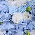 4pcs 3D Artificial Flower Wall Panels - Blue White Backdrop 24 x 16 Inch - Realistic Fake Flower Background, alternate view 7