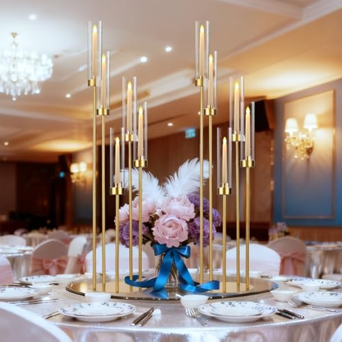 4PCS 5 Arm Gold Candelabra Centerpiece for Table in 48 inches in Gold, alternate view 2