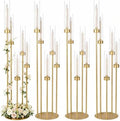 4Pcs 5 Arm Gold Candelabra Centerpieces for Table, Floor Candle Holders in Gold