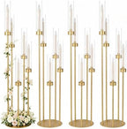 4Pcs 5 Arm Gold Candelabra Centerpieces for Table, Floor Candle Holders in Gold