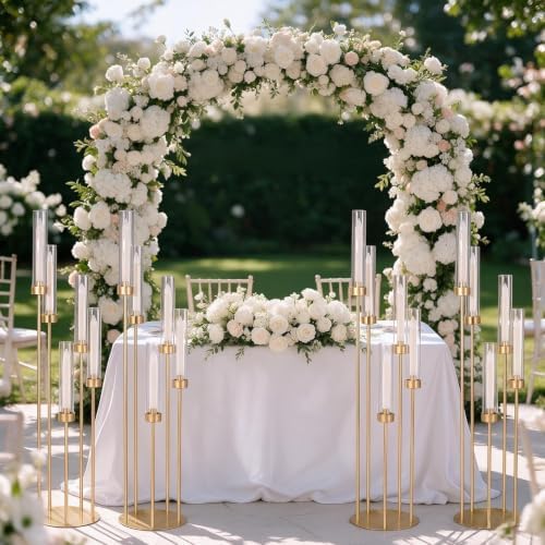 4Pcs 5 Arm Gold Candelabra Centerpieces for Table, Floor Candle Holders in Gold, alternate view 3