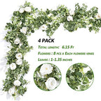 4Pcs 6.5FT Artificial Flower Eucalyptus Garland Wedding Decor, alternate view 2
