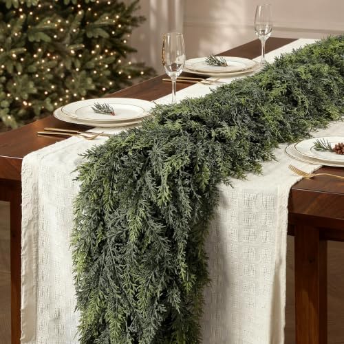 4PCS 6FT Christmas Cedar Garland, Real Touch Soft Greenery Mantel Decor, alternate view 2