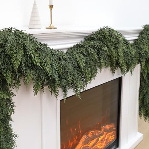 4PCS 6FT Christmas Cedar Garlands Real Touch Soft Greenery Pine Decorations, alternate view 4