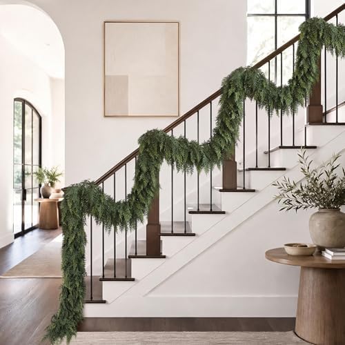 4PCS 6FT Christmas Cedar Garlands Real Touch Soft Greenery Pine Decorations, alternate view 5