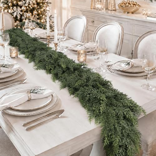 4PCS 6FT Christmas Cedar Garlands Real Touch Soft Greenery Pine Decorations, alternate view 6