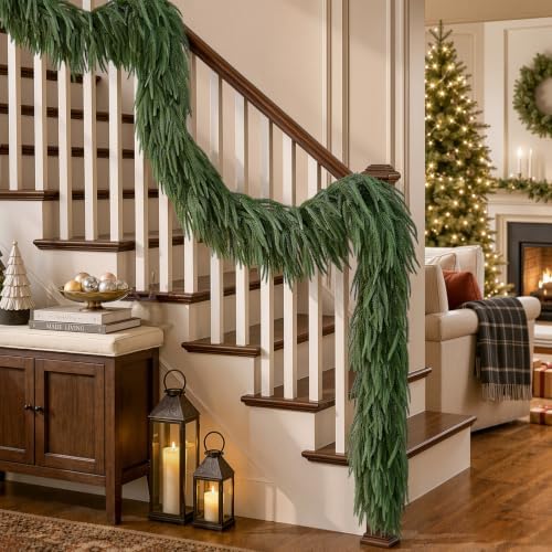 4PCS 6FT Christmas Garland, Artificial Real Touch Norfolk Pine Garland in Green, alternate view 3