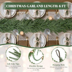 4PCS 6FT Christmas Garland, Artificial Real Touch Norfolk Pine Garland in Green, alternate view 4