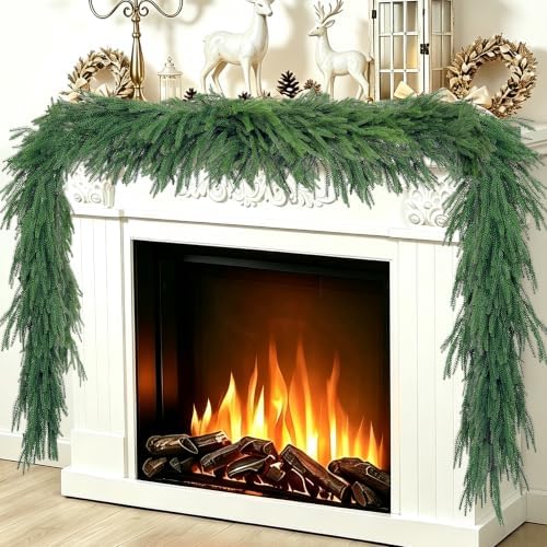 4Pcs 6FT Christmas Garlands, Real Touch Artificial Norfolk Pine Garlands in Green, alternate view 3