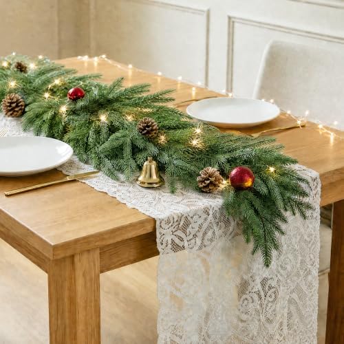 4Pcs 6FT Christmas Garlands, Real Touch Artificial Norfolk Pine Garlands in Green, alternate view 6