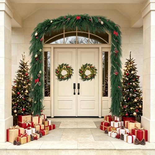 4Pcs 6FT Christmas Garlands, Real Touch Artificial Norfolk Pine Garlands in Green, alternate view 7