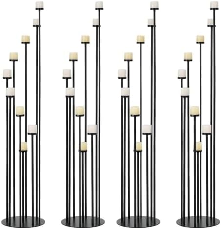4pcs 9-Arm Floor Candelabra, Candle Holder for Home Decor in Black