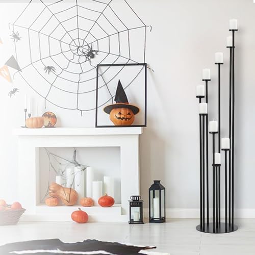 4pcs 9-Arm Floor Candelabra, Candle Holder for Home Decor in Black, alternate view 2