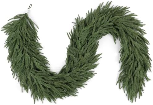 4PCS 9FT Christmas Norfolk Pine Garland, Real Touch Soft Mantel Decor in Green, alternate view 4