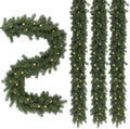 4PCS 9FT Pre-Lit Christmas Garland, Lighted Norfolk Pine Garland in Green