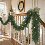 4PCS 9FT Pre-Lit Christmas Garland, Lighted Norfolk Pine Garland in Green, alternate view 4