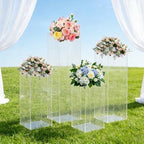4pcs Acrylic Pedestal Stand for Flower Cake, Clear Display Column Flower Tower Display Box for Wedding Party