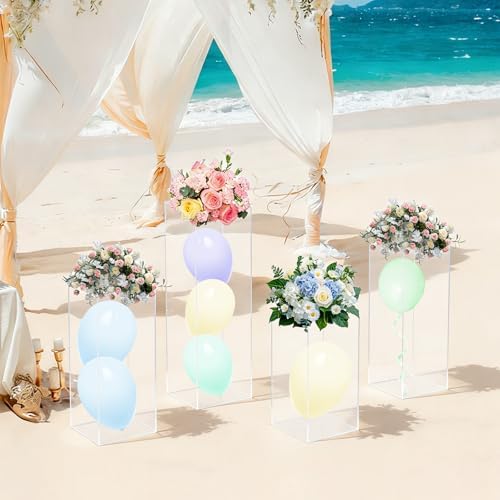 4pcs Acrylic Pedestal Stand for Flower Cake, Clear Display Column Flower Tower Display Box for Wedding Party, alternate view