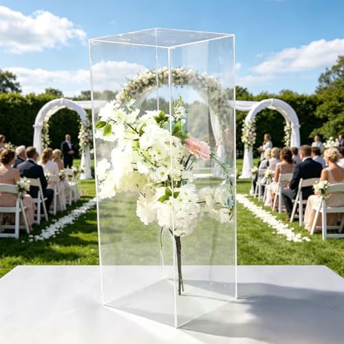 4pcs Acrylic Pedestal Stand for Flower Cake, Clear Display Column Flower Tower Display Box for Wedding Party, alternate view