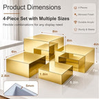 4Pcs Acrylic Risers Display Stands, Food Risers for Buffet Table, Gold in Gold, alternate view 2