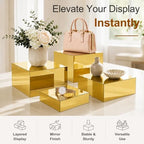 4Pcs Acrylic Risers Display Stands, Food Risers for Buffet Table, Gold in Gold, alternate view 5
