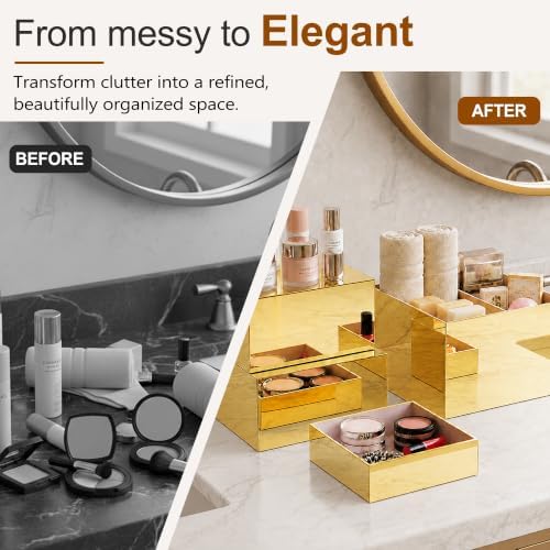 4Pcs Acrylic Risers Display Stands, Food Risers for Buffet Table, Gold in Gold, alternate view 6