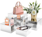 4Pcs Acrylic Risers Display Stands, Food Risers for Buffet Table, Silver in Silver
