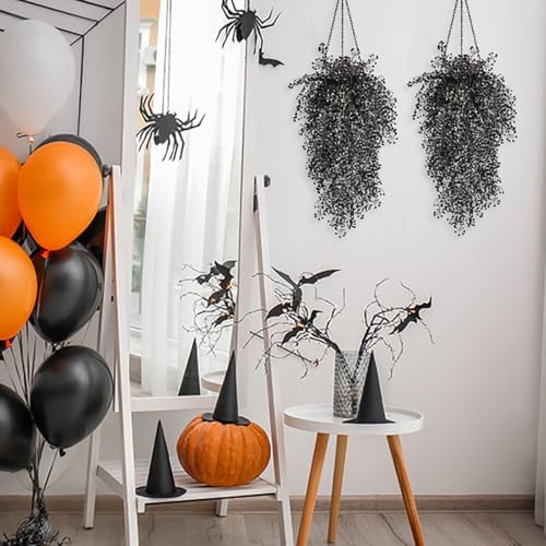 4Pcs Artificial Black Hanging Wisteria Plant 31.5In Halloween Decor, alternate view 5