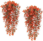 4Pcs Artificial Fall Hanging Plants Orange Monstera Leaves Vine
