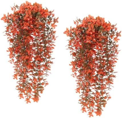 4Pcs Artificial Fall Hanging Plants Orange Monstera Leaves Vine