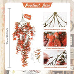 4Pcs Artificial Fall Hanging Plants Orange Monstera Leaves Vine, alternate view 4