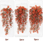 4Pcs Artificial Fall Hanging Plants Orange Monstera Leaves Vine, alternate view 5