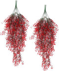 4Pcs Artificial Fall Hanging Wisteria Plants 31.5In Plastic Red Ivy