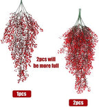 4Pcs Artificial Fall Hanging Wisteria Plants 31.5In Plastic Red Ivy, alternate view 4