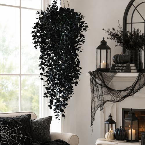 4Pcs Artificial Hanging Plants, Black Halloween Wall Decor, alternate view 2