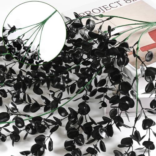 4Pcs Artificial Hanging Plants, Black Halloween Wall Decor, alternate view 4
