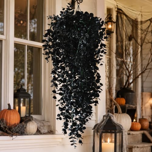 4Pcs Artificial Hanging Plants, Black Halloween Wall Decor, alternate view 7