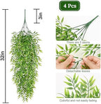 4Pcs Artificial Hanging Plants, Fake Bamboo Leaves Vines, alternate view 3