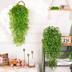 4Pcs Artificial Hanging Plants, Fake Bamboo Leaves Vines, alternate view 5