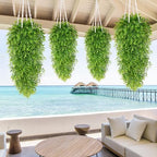 4Pcs Artificial Hanging Plants, Fake Bamboo Leaves Vines, alternate view 7