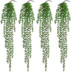 4Pcs Artificial Hanging Plants for Outdoors, Fake Vines Greenery