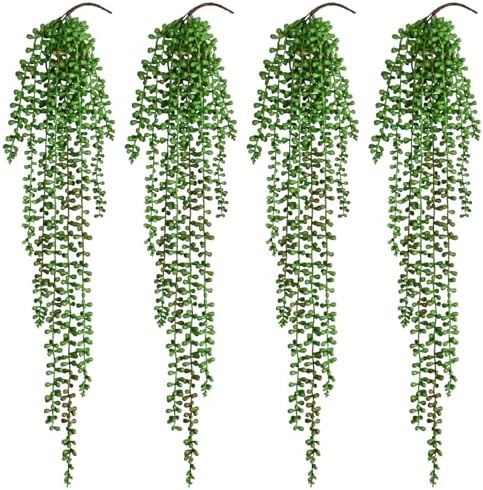4Pcs Artificial Hanging Plants for Outdoors, Fake Vines Greenery