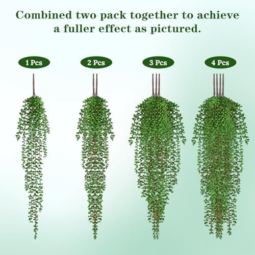 4Pcs Artificial Hanging Plants for Outdoors, Fake Vines Greenery, alternate view 6
