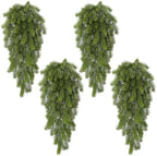 4Pcs Artificial Hanging Plants, Pine Christmas Teardrop Swag